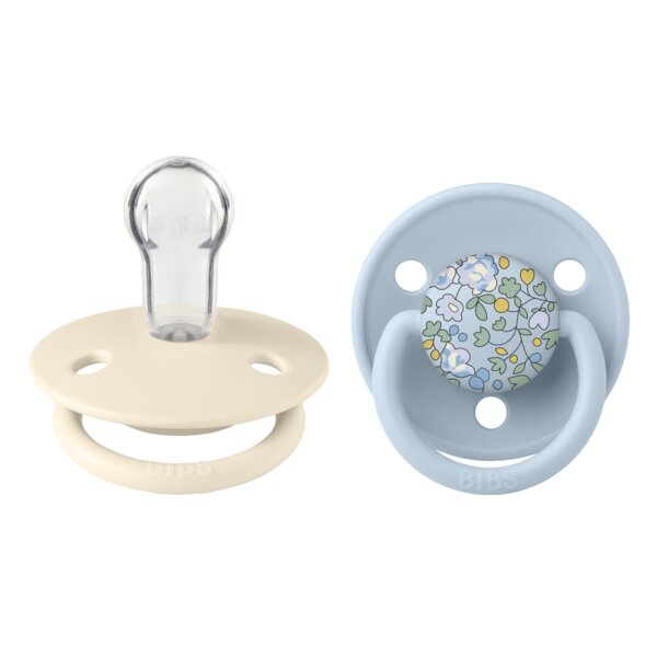 BIBS Set 2 suzete x Liberty de lux Eloise Silicon tetina rotunda marime universala Baby BlueIvory