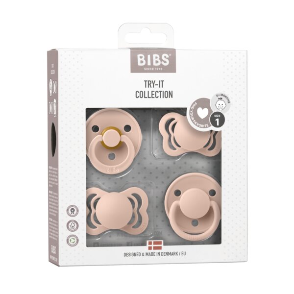 BIBS Set 4 suzete Try-it collection 0 luni + Blush