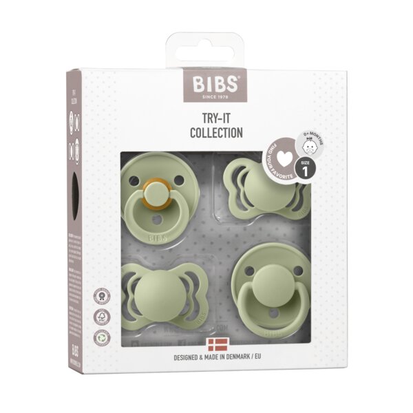 BIBS Set 4 suzete Try-it collection 0 luni + Sage