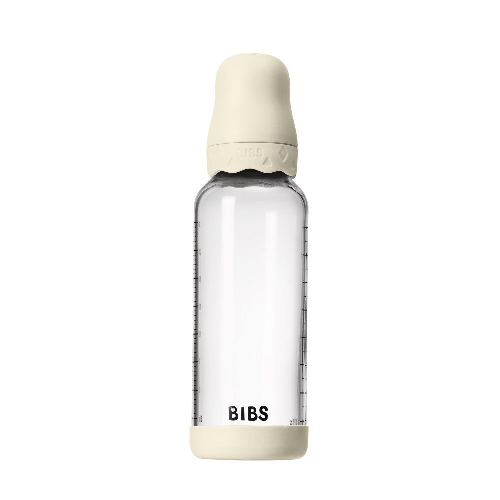 BIBS Set complet biberon Boheme din sticla anticolici cu tetina din latex flux mediu 240 ml Ivory