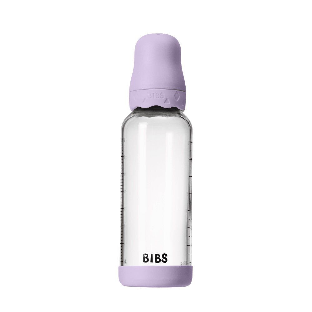 BIBS Set complet biberon Boheme din sticla anticolici cu tetina din latex flux mediu 240 ml Violet Sky