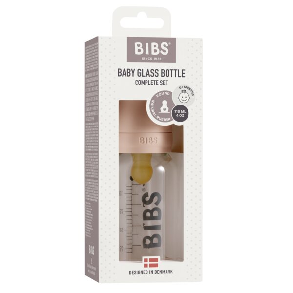 BIBS Set complet biberon din sticla anticolici 110 ml Blush
