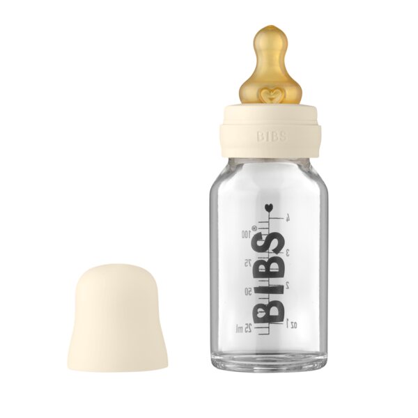 BIBS Set complet biberon din sticla anticolici 110 ml Ivory
