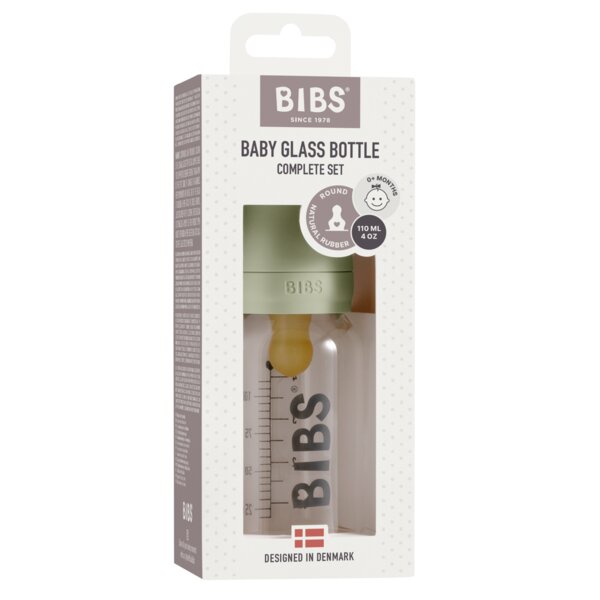 BIBS Set complet biberon din sticla anticolici 110 ml Sage