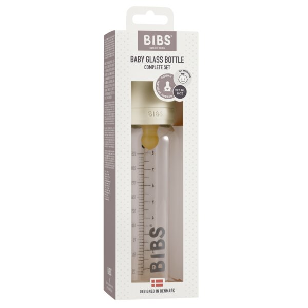 BIBS Set complet biberon din sticla anticolici 225 ml Ivory