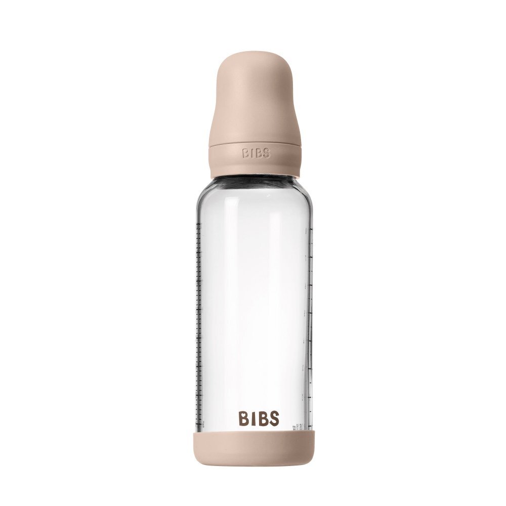BIBS Set complet biberon din sticla anticolici cu tetina din latex flux mediu 240 ml Blush