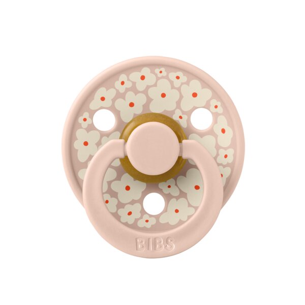 BIBS Suzeta Studio Colour Flower Latex tetina rotunda 0 luni + Blush