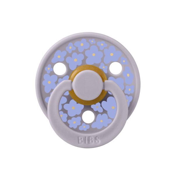 BIBS Suzeta Studio Colour Flower Latex tetina rotunda 6 luni + Fossil Grey