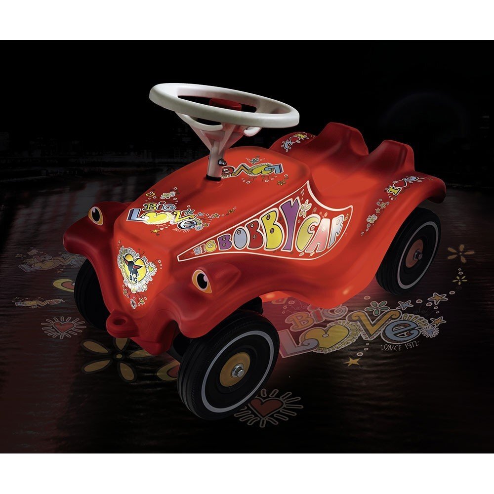 BIG Masinuta copii fara pedale Bobby Car Classic Lumi cu functie de iluminare roti robuste volan cu claxon sistem de cuplaj a unei remorci in fata si in spate de la 1 an pana la 50 kg