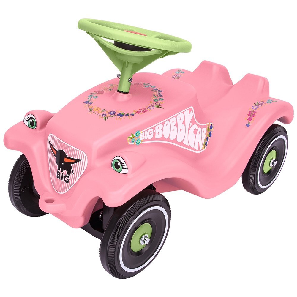 BIG Masinuta pentru copii fara pedale Bobby Car Classic Flower potrivita copiilor cu varsta peste 1 an cu greutatea pana la 50 kg dimensiuni 58x30x38 cm