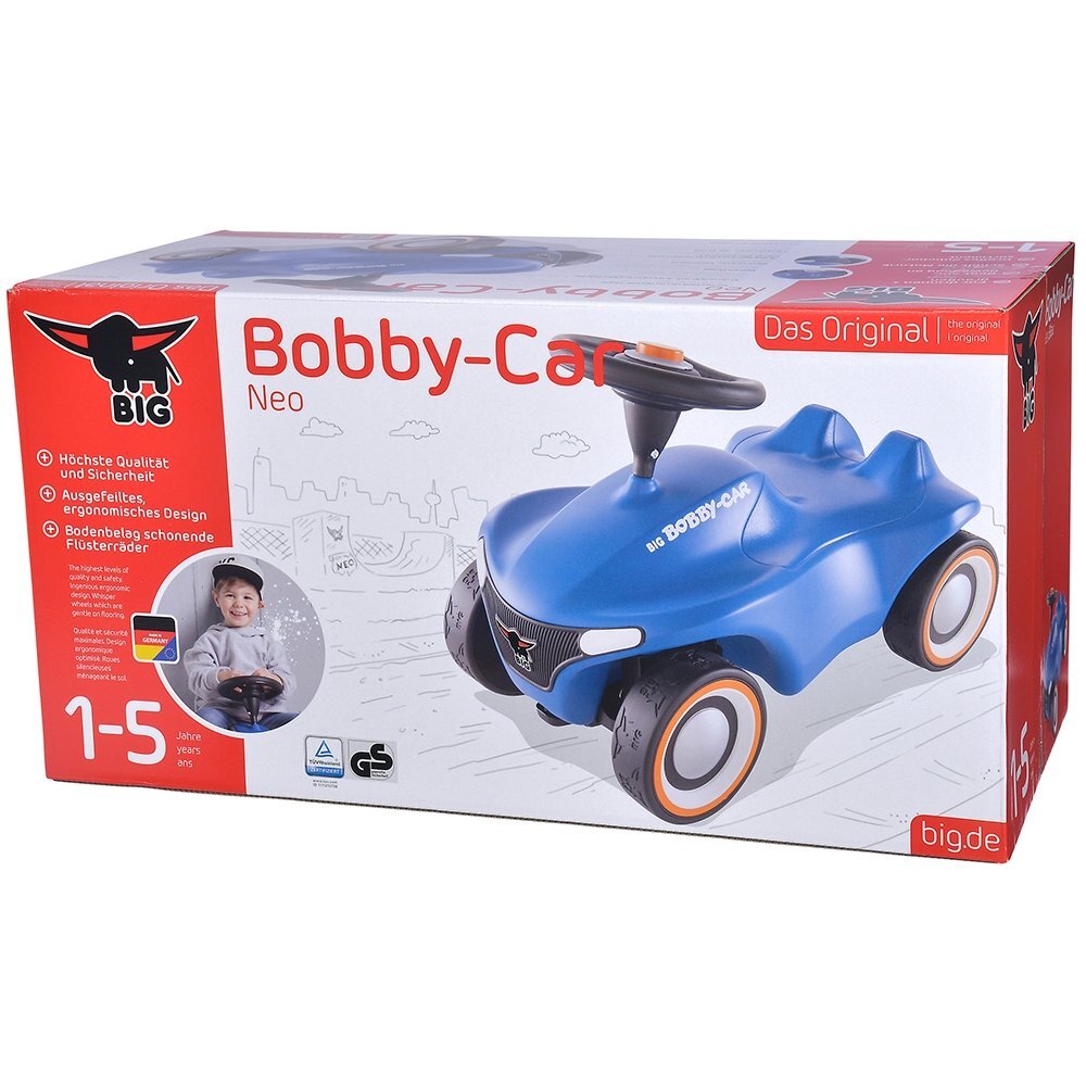 BIG Masinuta pentru copii fara pedale Bobby Car Neo Blue roti din cauciuc silentios potrivita copiilor cu varsta peste 1 an cu greutatea pana la 50 kg