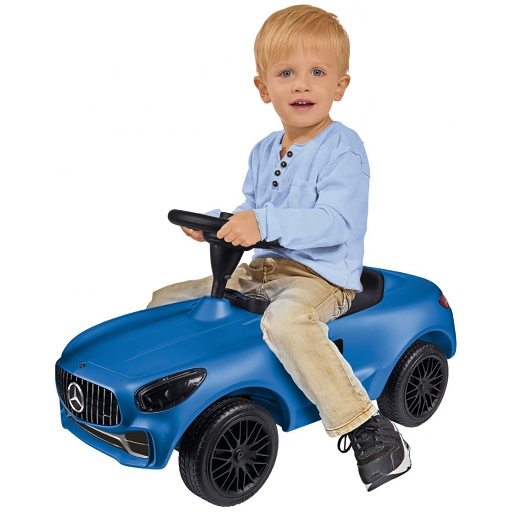 BIG Masinuta pentru copii fara pedale Bobby Mercedes Benz AMG GT blue Roti cu roti robuste potrivita copiilor cu varsta peste 1 an cu greutatea pana la 35 kg