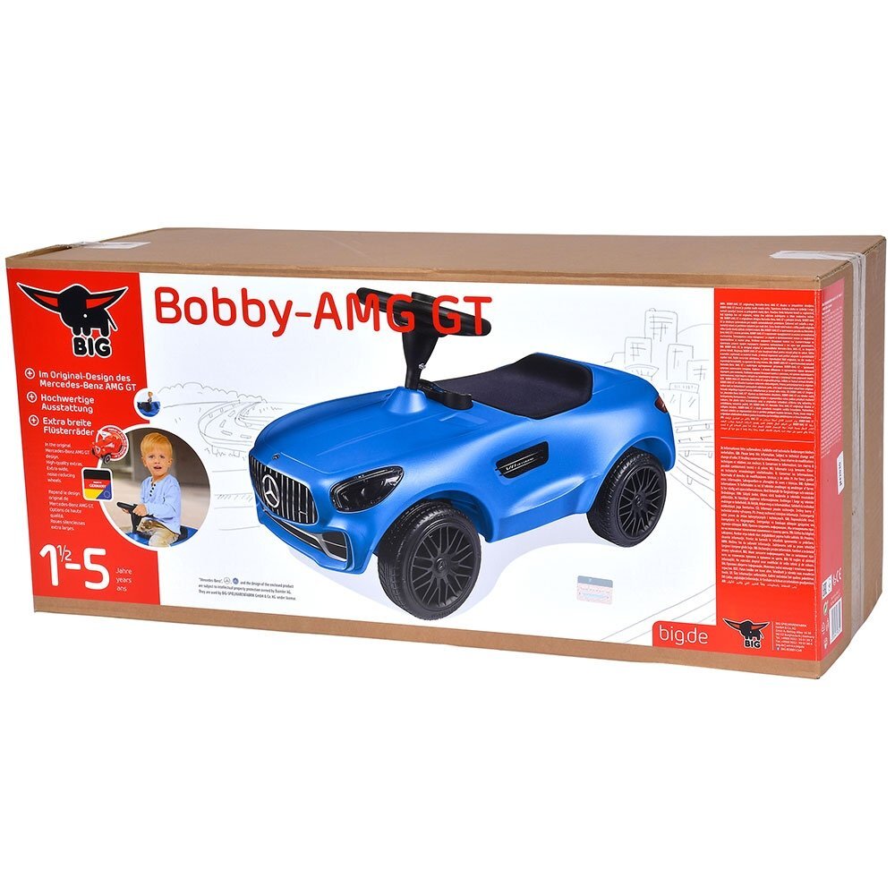 BIG Masinuta pentru copii fara pedale Bobby Mercedes Benz AMG GT blue Roti cu roti robuste potrivita copiilor cu varsta peste 1 an cu greutatea pana la 35 kg