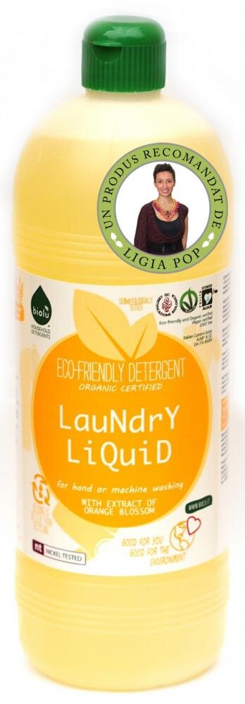 Biolu Detergent ecologic lichid pentru rufe albe si colorate portocale 1L