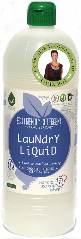 Biolu Detergent lichid ecologic pentru rufe albe si colorate lamaie 1L