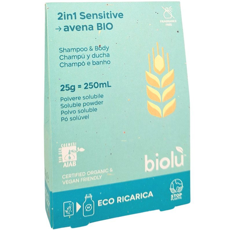 Biolu Gel de dus sampon Sensitive bio pudra 25g eco-refill