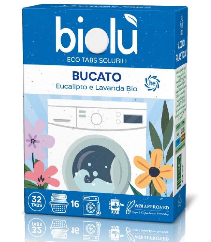 Biolu Tablete pentru masina de spalat rufe cu eucalipt si lavanda ecologice 32 bucati 76g