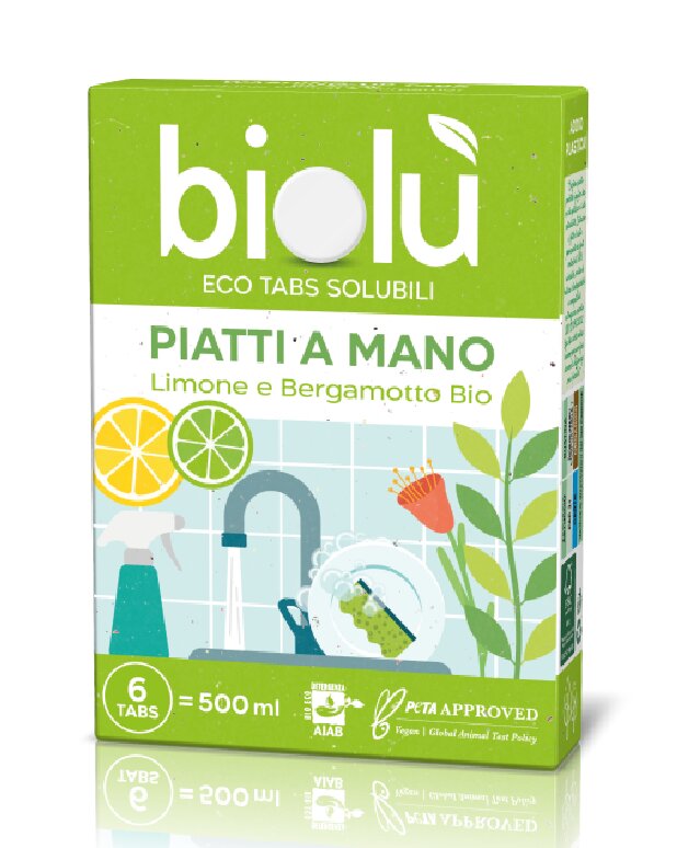 Biolu Tablete pentru spalat vase manual cu lamaie si bergamota ecologice 6 bucati 14.25g