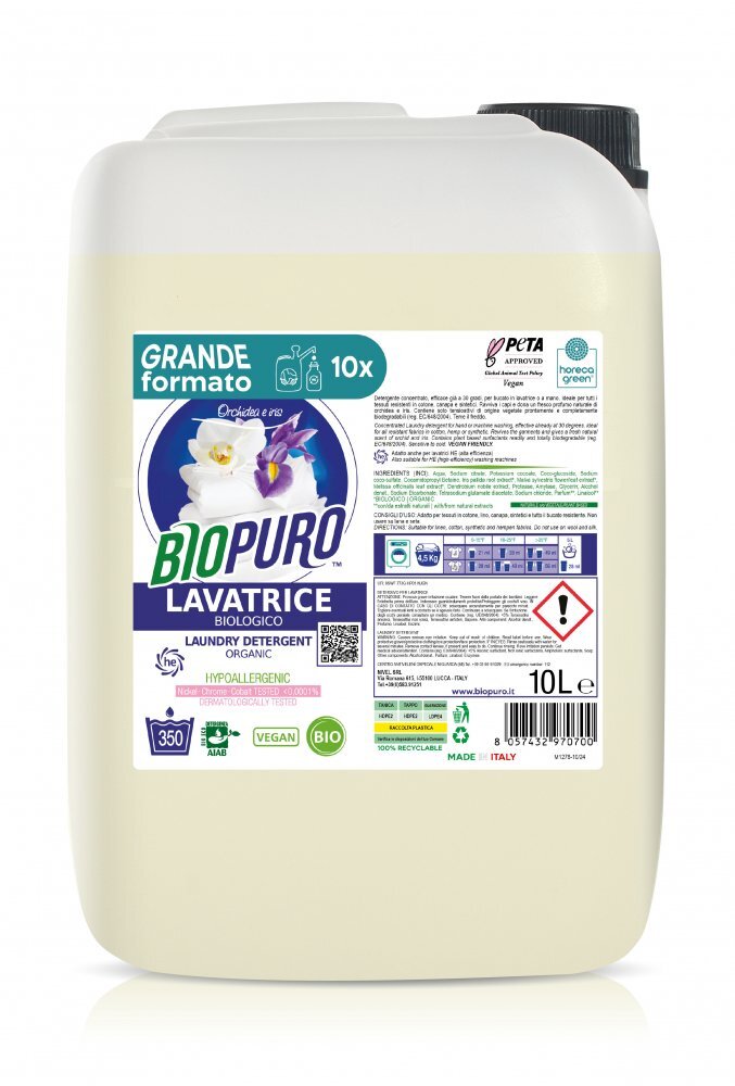 Biopuro Detergent pentru rufe albe si colorate cu iris si orhidee hipoalergen ecologic 10l