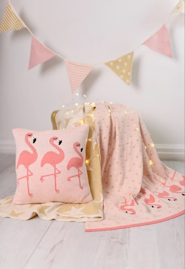 Bizzi Growin Perna decor bumbac Flamingo Roz