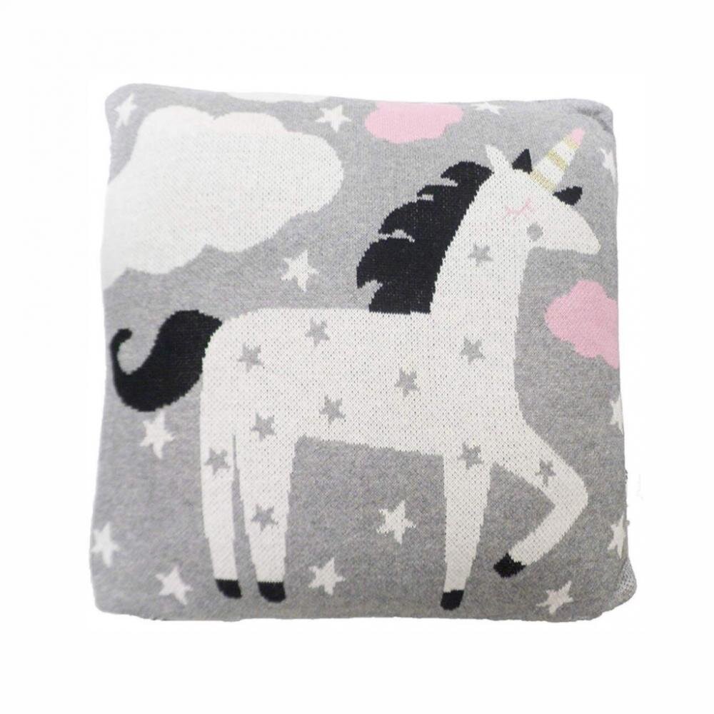 Bizzi Growin Perna decor bumbac Unicorn Gri Roz