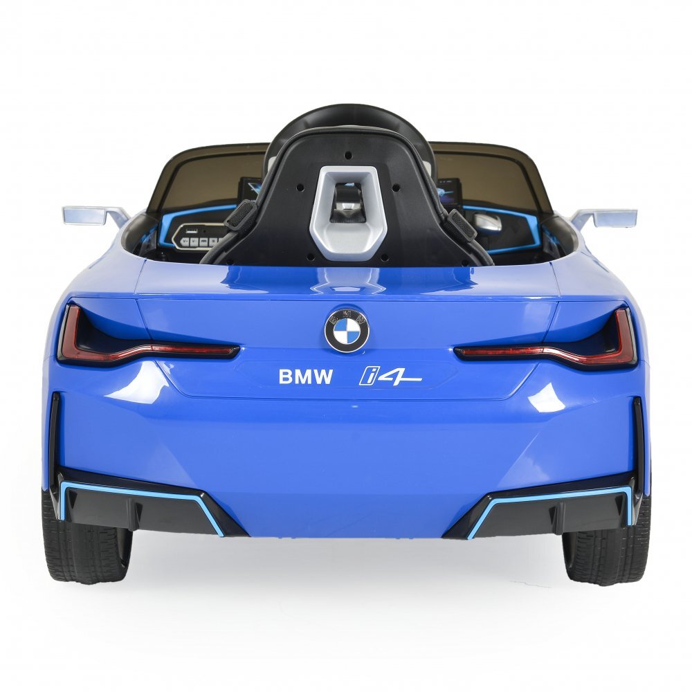 BMW Masinuta electrica pentru copii I4 Albastru 12V 70W cu echipare premium deschidere usi si licenta panou audio roti din spuma Eva pornire la buton scaun piele si telecomanda