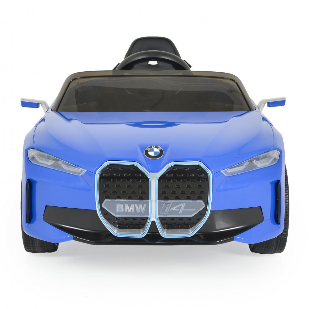 BMW Masinuta electrica pentru copii I4 Albastru 12V 70W cu echipare premium deschidere usi si licenta panou audio roti din spuma Eva pornire la buton scaun piele si telecomanda