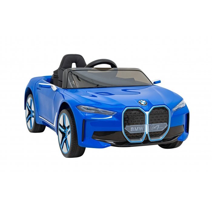 BMW Masinuta electrica pentru copii I4 albastru 50W cu telecomanda suspensii panou audio scaun piele si roti din spuma Eva