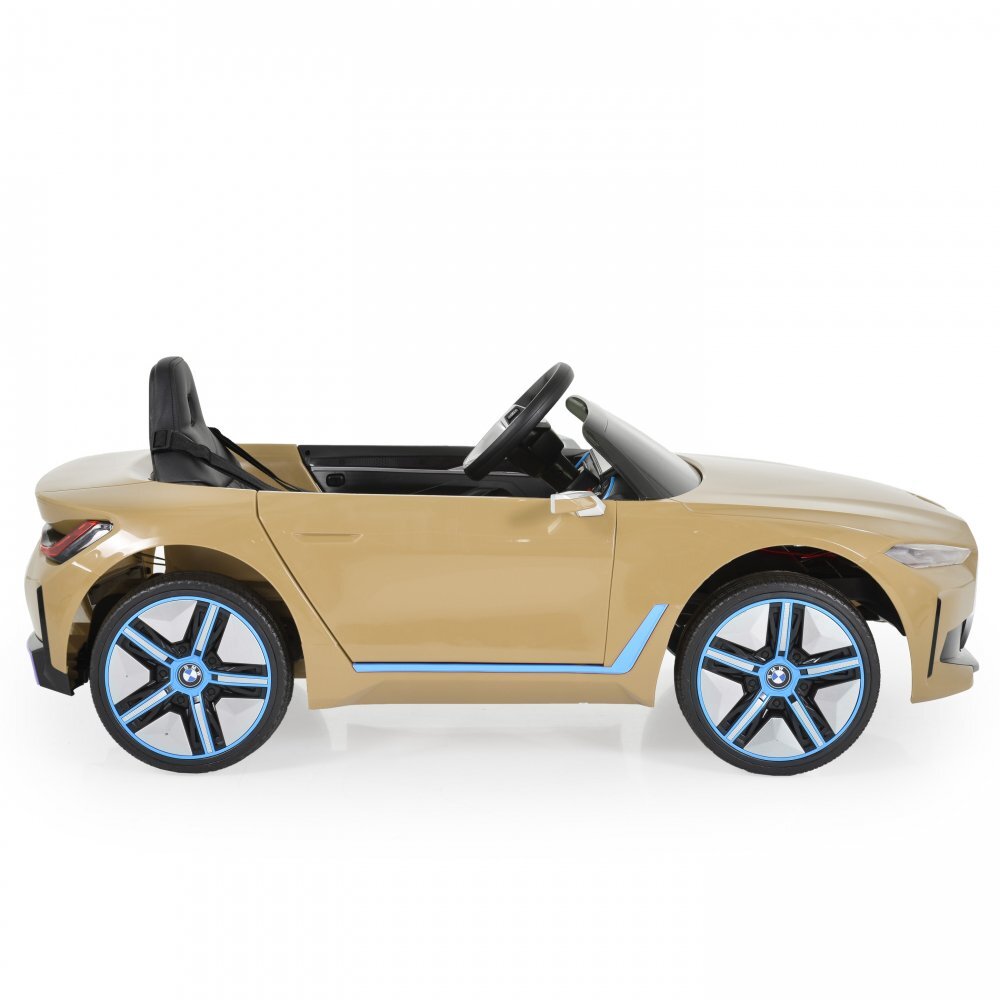 BMW Masinuta electrica pentru copii I4 Champaign 12V 70W cu echipare premium deschidere usi si licenta panou audio roti din spuma Eva pornire la buton scaun piele si telecomanda