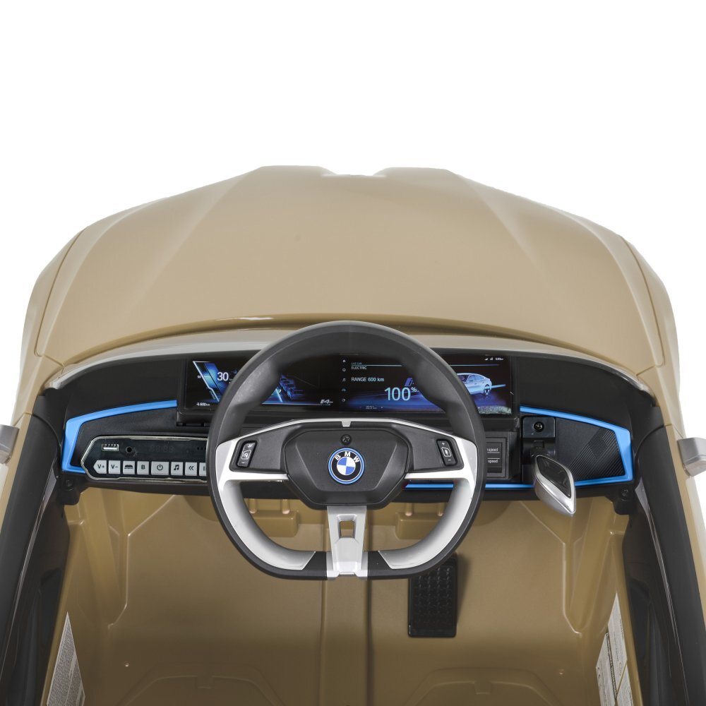 BMW Masinuta electrica pentru copii I4 Champaign 12V 70W cu echipare premium deschidere usi si licenta panou audio roti din spuma Eva pornire la buton scaun piele si telecomanda