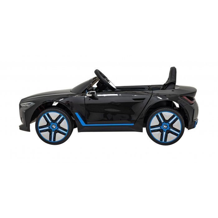 BMW Masinuta electrica pentru copii I4 negru 50W cu telecomanda suspensii panou audio scaun piele si roti din spuma Eva