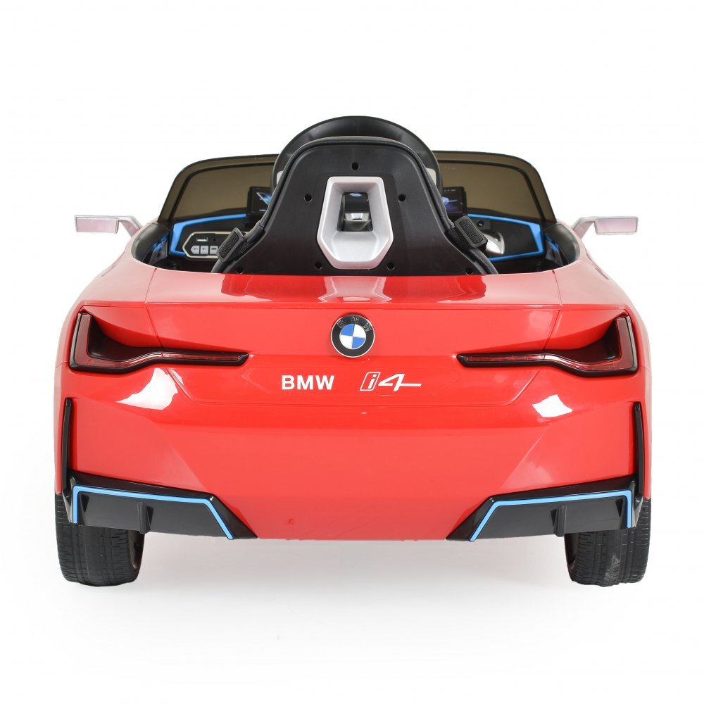 BMW Masinuta electrica pentru copii I4 Rosu 12V 70W cu echipare premium deschidere usi si licenta panou audio roti din spuma Eva pornire la buton scaun piele si telecomanda
