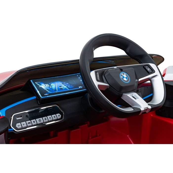 BMW Masinuta electrica pentru copii I4 rosu 50W cu telecomanda suspensii panou audio scaun piele si roti din spuma Eva