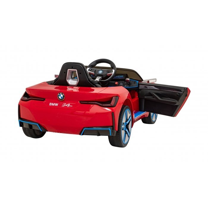 BMW Masinuta electrica pentru copii I4 rosu 50W cu telecomanda suspensii panou audio scaun piele si roti din spuma Eva