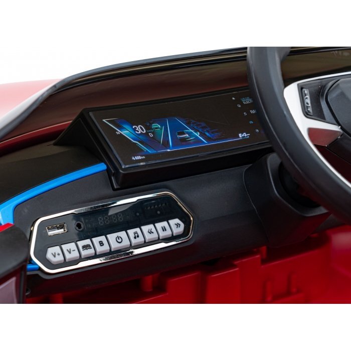 BMW Masinuta electrica pentru copii I4 rosu 50W cu telecomanda suspensii panou audio scaun piele si roti din spuma Eva