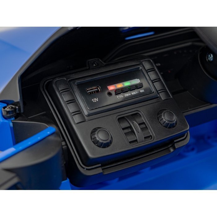 BMW Masinuta electrica pentru copii M4 albastru 70W cu telecomanda amortizoare lumini panou audio scaun piele si roti din spuma Eva