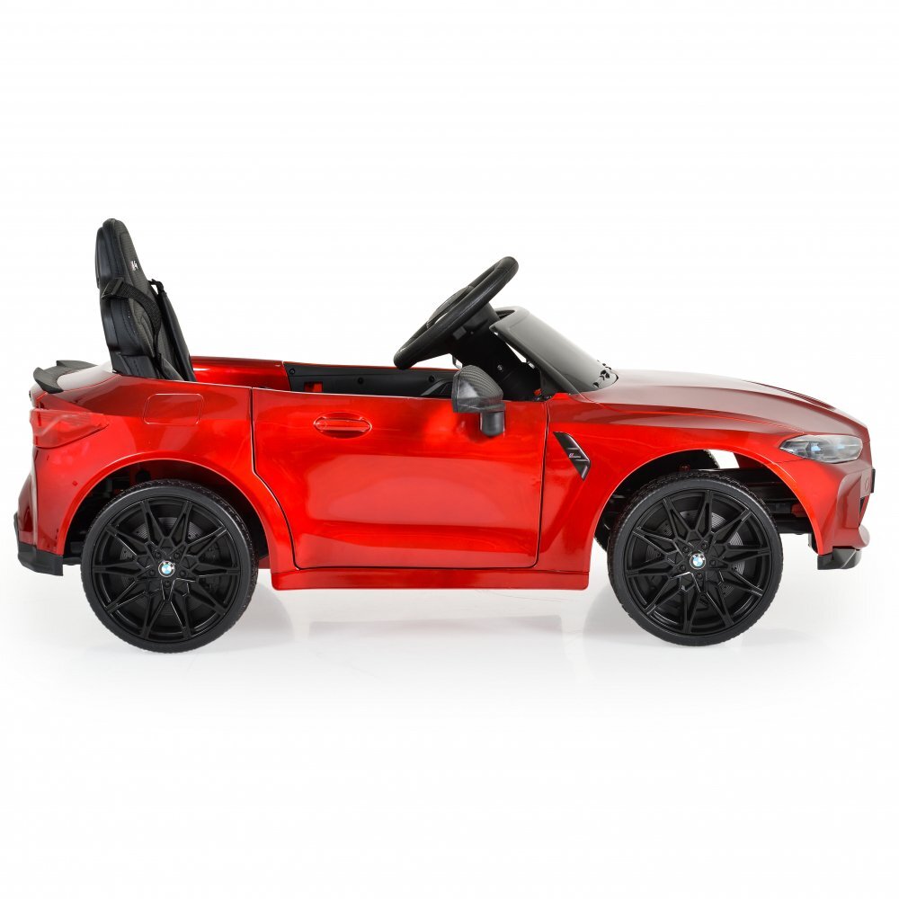 BMW Masinuta electrica pentru copii M4 Painted Red 12V 90W cu echipare premium deschidere usi si licenta panou audio roti din spuma Eva pornire la buton lumini si telecomanda