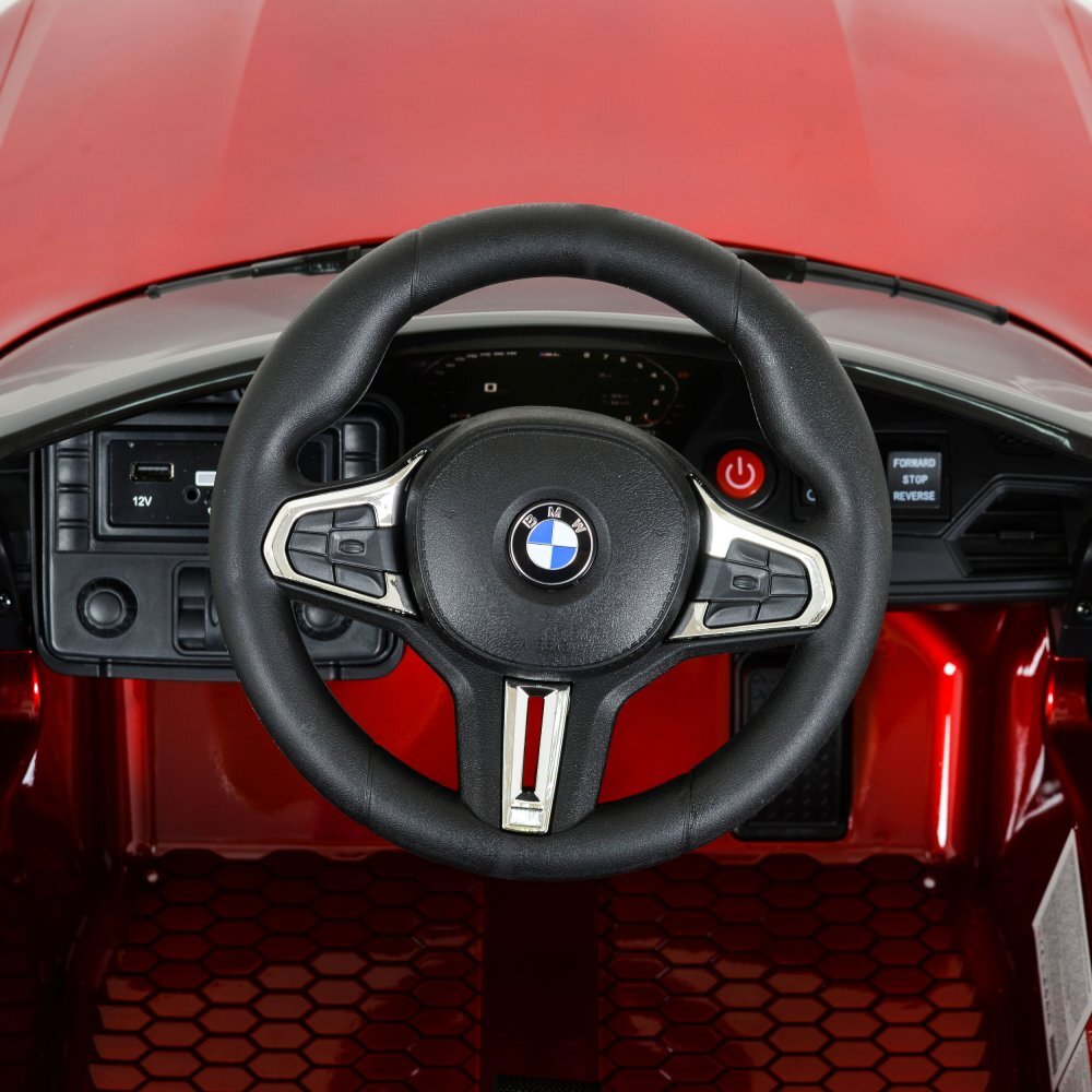 BMW Masinuta electrica pentru copii M4 Painted Red 12V 90W cu echipare premium deschidere usi si licenta panou audio roti din spuma Eva pornire la buton lumini si telecomanda