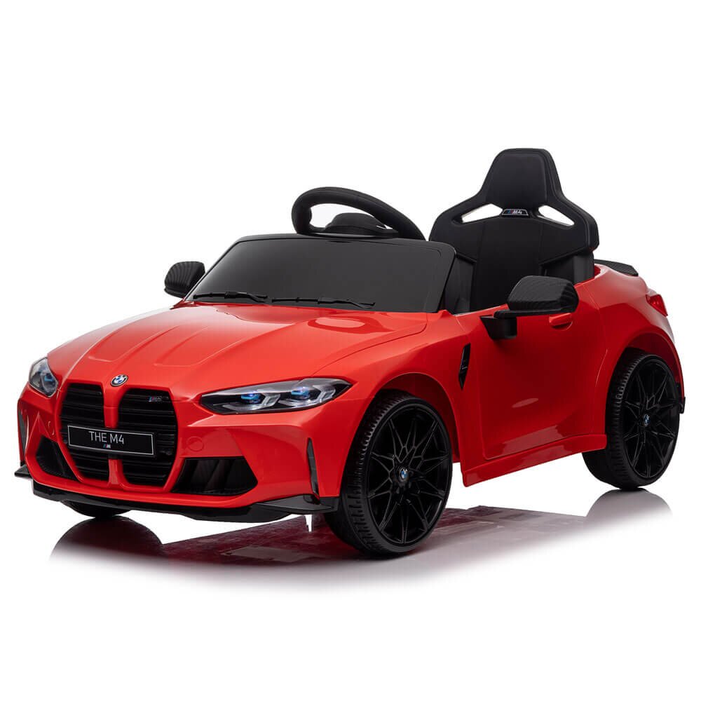 BMW Masinuta electrica pentru copii M4 Rosu cu telecomanda 110x70x50 cm varsta 1-5 ani roti EVA scaun din piele ECO putere 90W