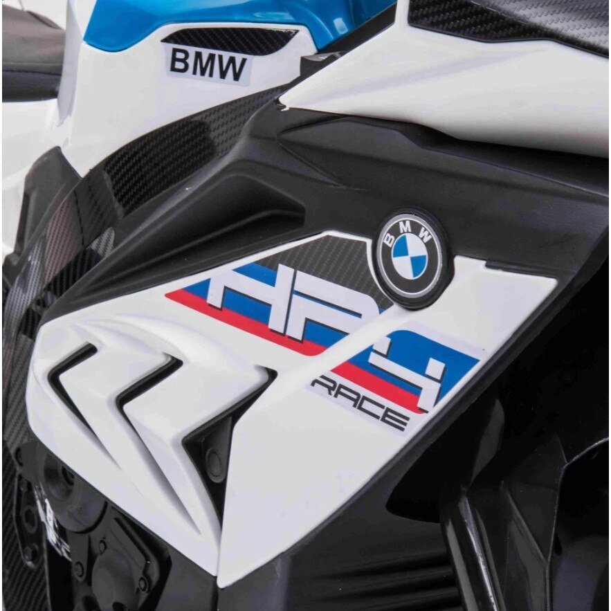 BMW Motocicleta electrica pentru copii HP4 Alb 84x55x42 cm varsta 2-5 ani roti si scaun din plastic putere 60W