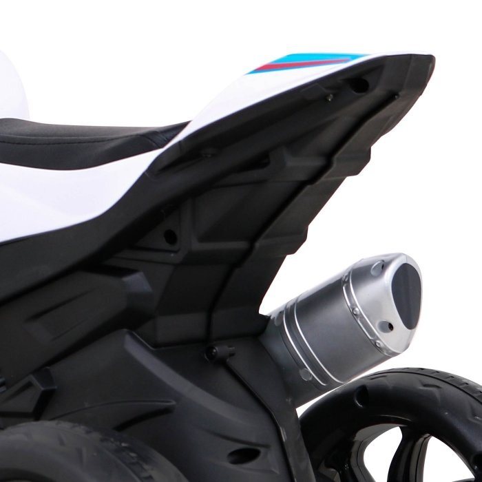 BMW Motocicleta electrica pentru copii HP4 albastru 70w cu panou audio lumini scaun piele 81x41x52 cm