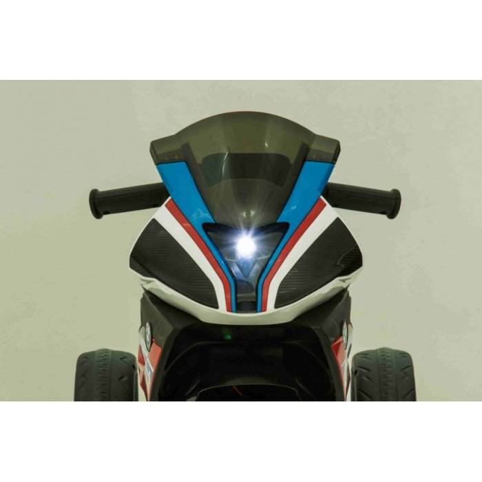 BMW Motocicleta electrica pentru copii HP4 albastru 70w cu panou audio lumini scaun piele 81x41x52 cm