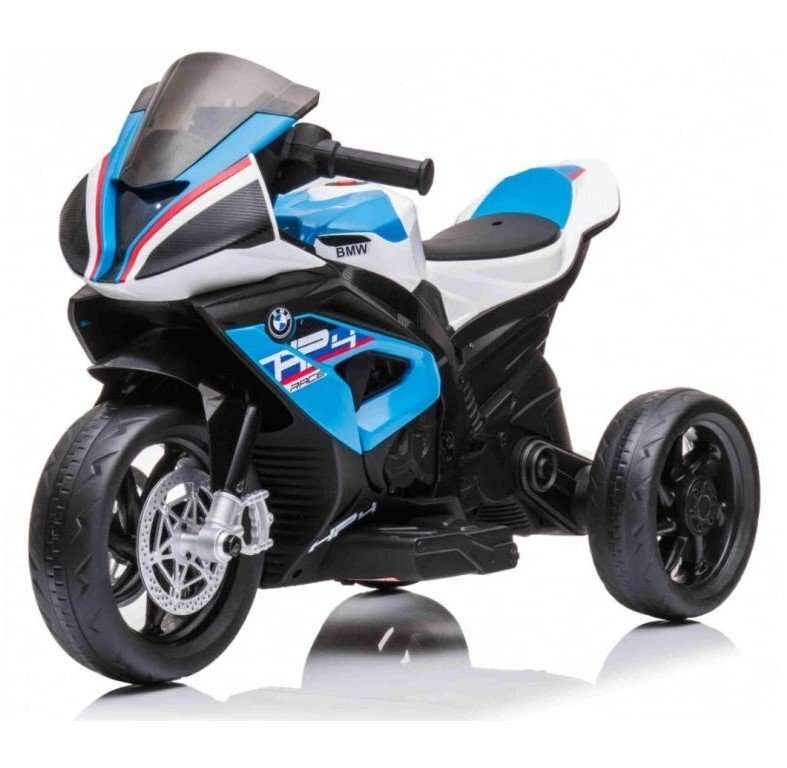 BMW Motocicleta electrica pentru copii HP4 Albastru 84x55x42 cm varsta 2-5 ani roti si scaun din plastic putere 60W