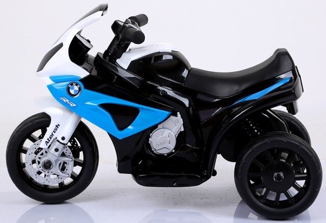 BMW Motocicleta electrica pentru copii S1000RR Albastru 69x44x36.5 cm varsta 1.5-4 ani roti si scaun din plastic putere 25W