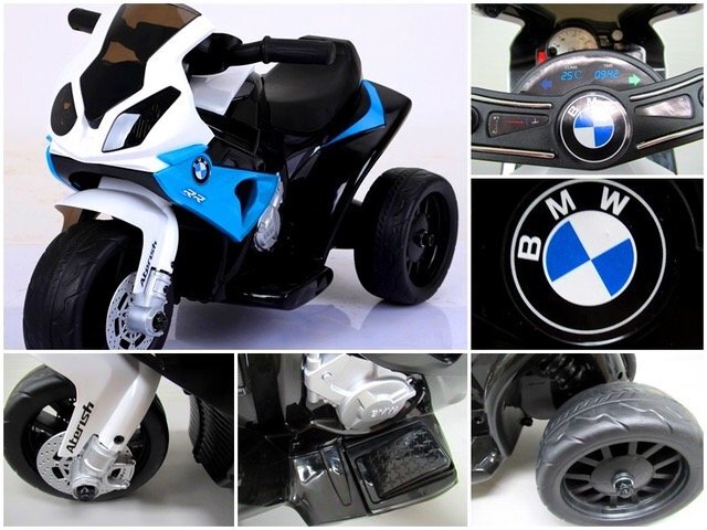 BMW Motocicleta electrica pentru copii S1000RR Albastru 69x44x36.5 cm varsta 1.5-4 ani roti si scaun din plastic putere 25W