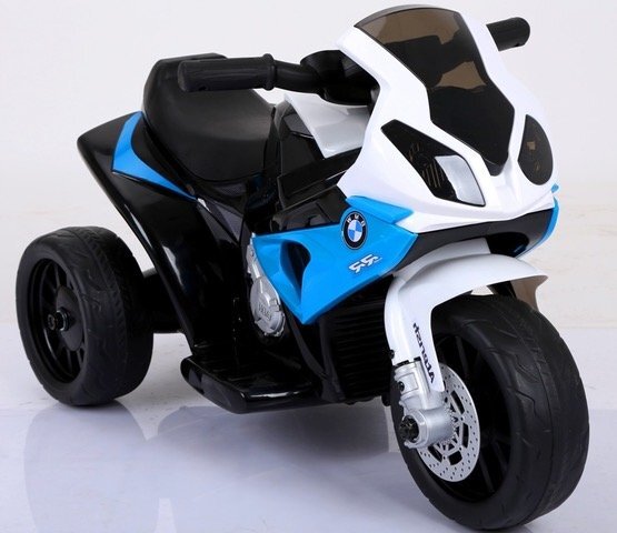 BMW Motocicleta electrica pentru copii S1000RR Albastru 69x44x36.5 cm varsta 1.5-4 ani roti si scaun din plastic putere 25W