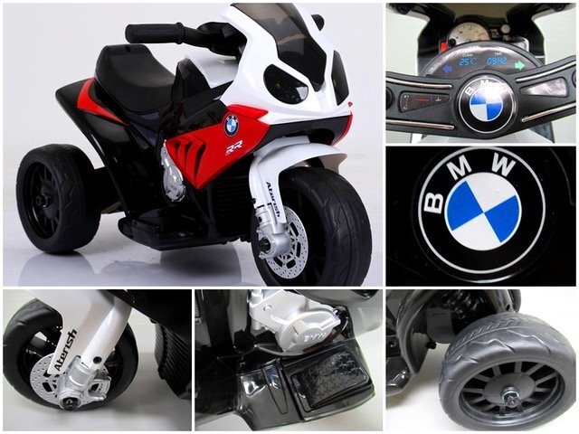 BMW Motocicleta electrica pentru copii S1000RR Rosu 69x44x36.5 cm varsta 1.5-4 ani roti si scaun din plastic putere 25W