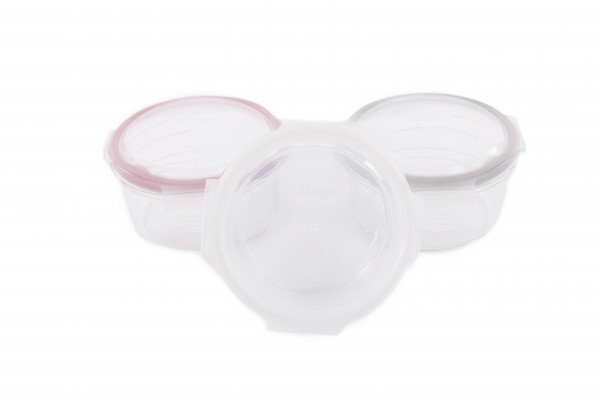 BO Jungle Set 3 mini caserole stocare si depozitare mancare pentru bebelusi din sticla cu capac roz 360 ml