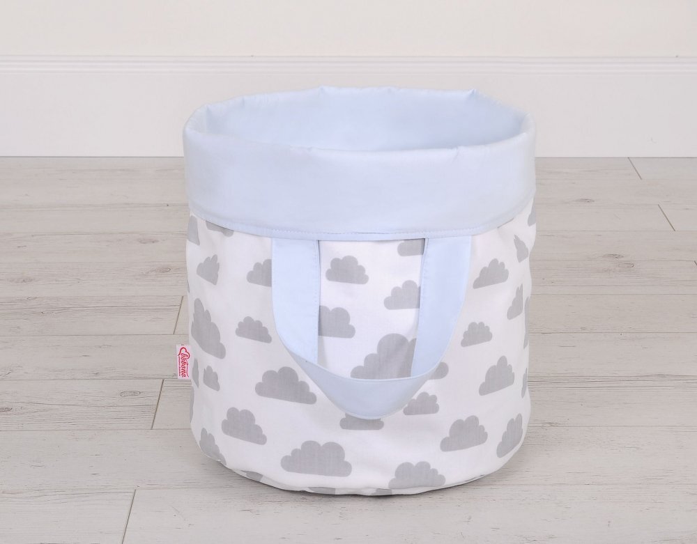 Bobono Cos rotund pentru depozitare jucarii size S Clouds Grey Blue