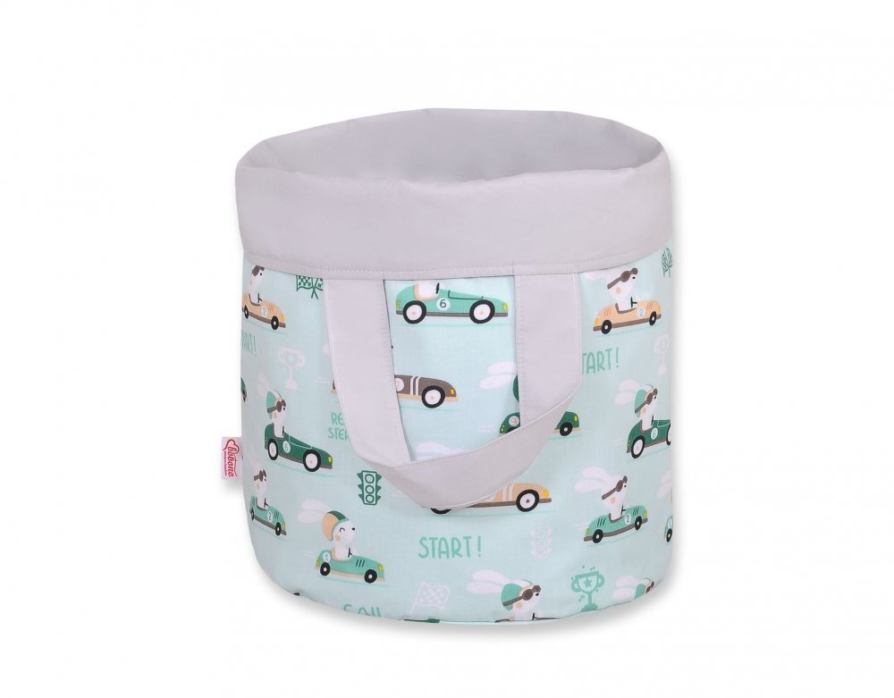 Bobono Cos rotund pentru depozitare jucarii size S Mint Rabbits Gray